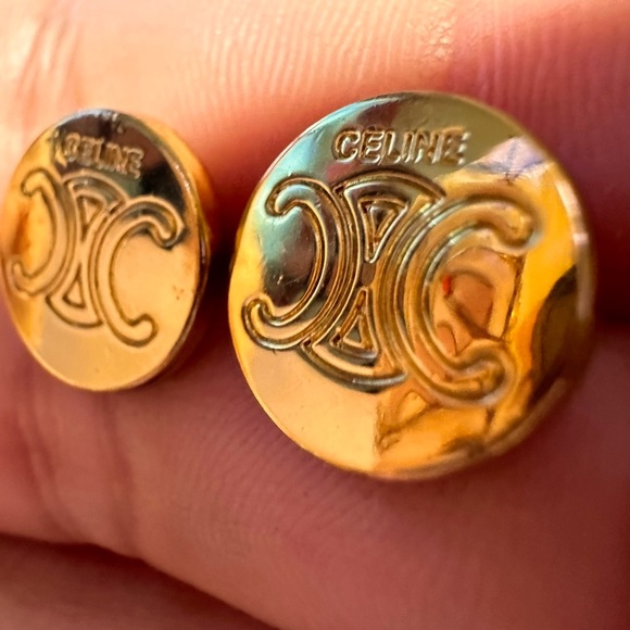 Celine Gold Macadam Triomphe Buttons turned into Studs - Picture 9 of 15